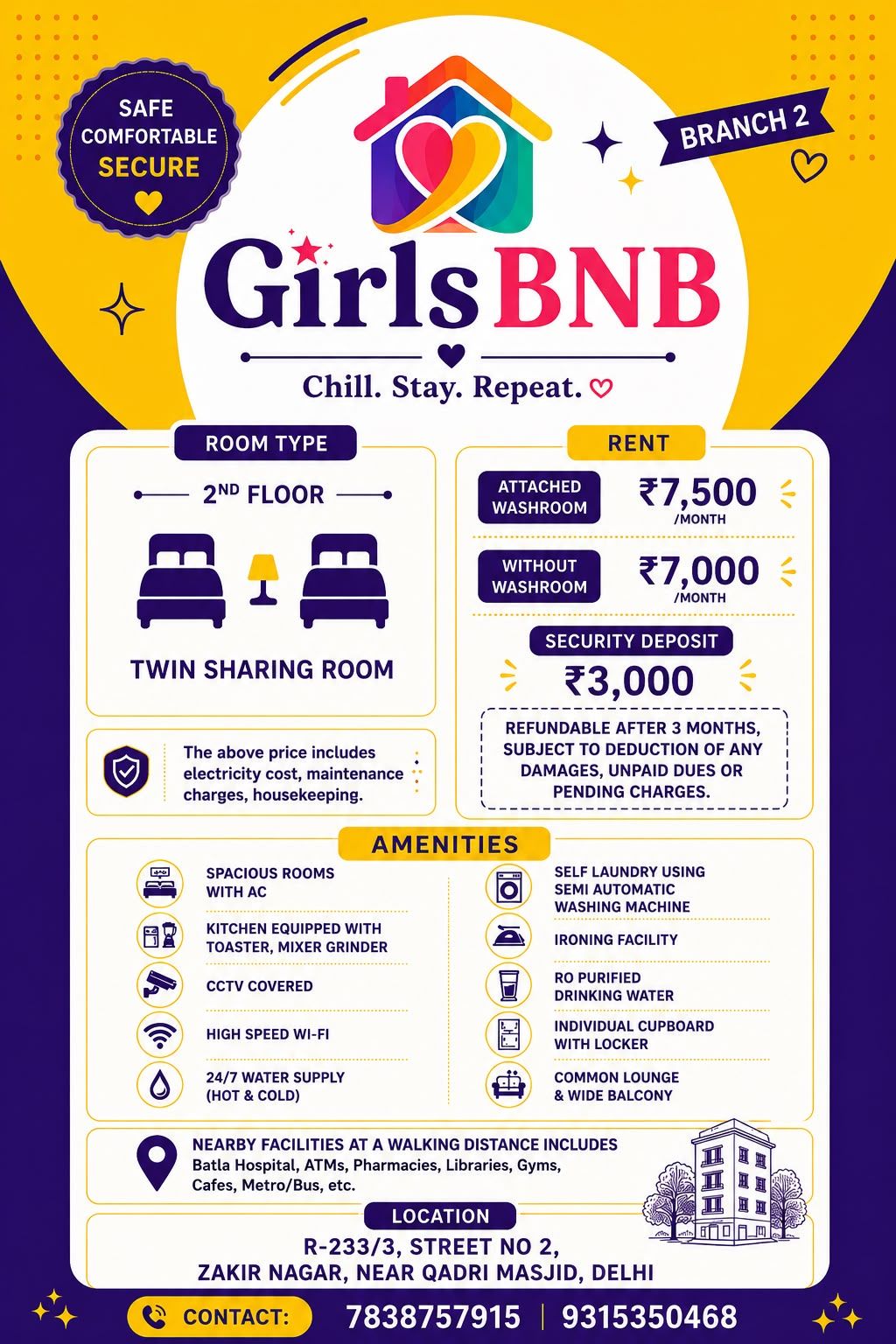 Girls Bnb PG-1 - Girls PG in South Delhi